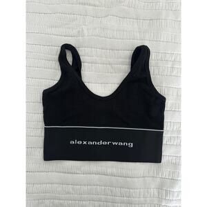 Alexander Wang XL Logo Elastic Bra in Ribbed Jersey
